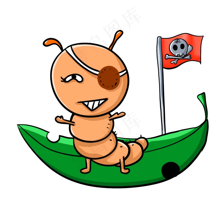 乘坐叶子船的海盗毛毛虫(2000X2000(DPI:300))psd模版下载