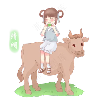 清明节吹口哨女孩,免抠元素