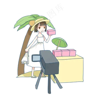 推销产品直播女孩