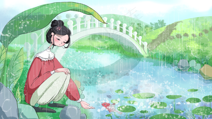 二十四节气谷雨踏青(2880X1620(DPI:300))psd模版下载