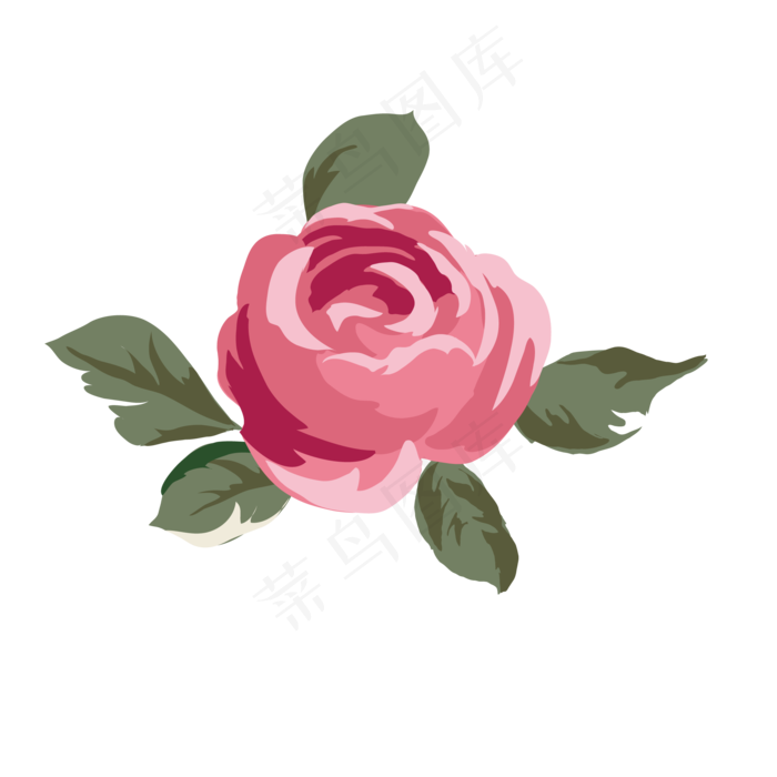 盛开的水墨红色玫瑰花免抠图(2000*2000px 300 dpi )ai矢量模版下载