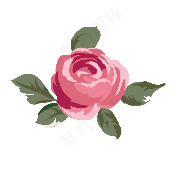 盛开的水墨红色玫瑰花免抠图(2000*2000px 300 dpi )ai矢量模版下载