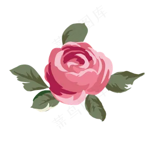 盛开的水墨红色玫瑰花免抠图