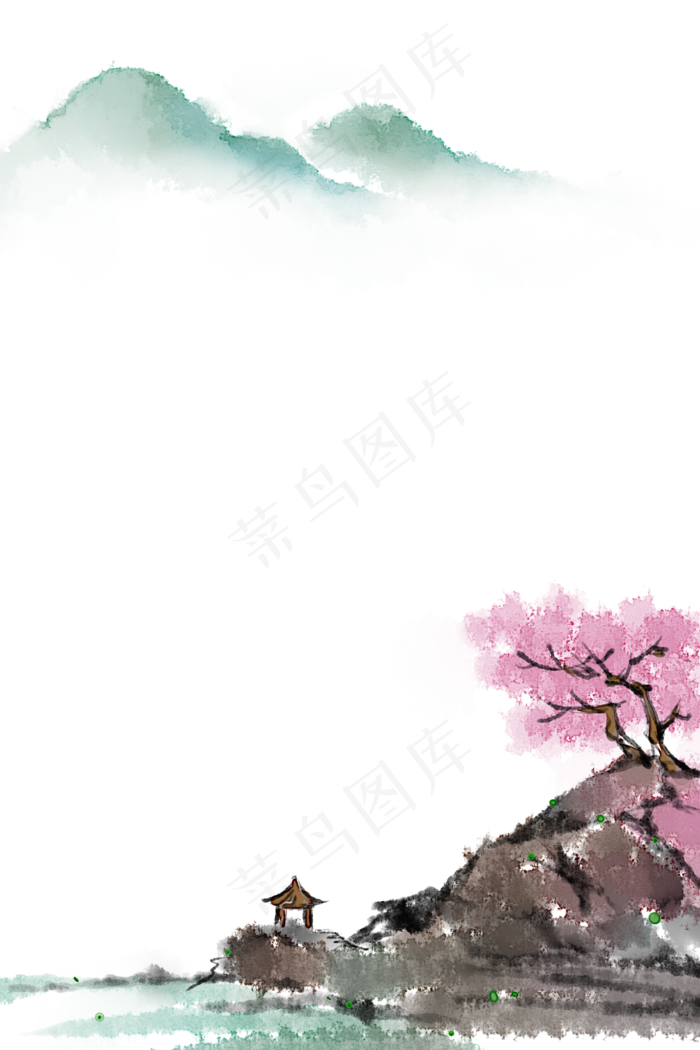 花丘望亭水墨山水边框