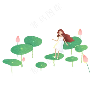 荷叶上少女
