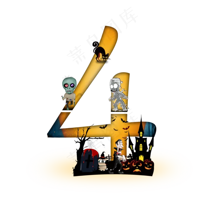 万圣节数字4(2000*2000px 	      )psd模版下载