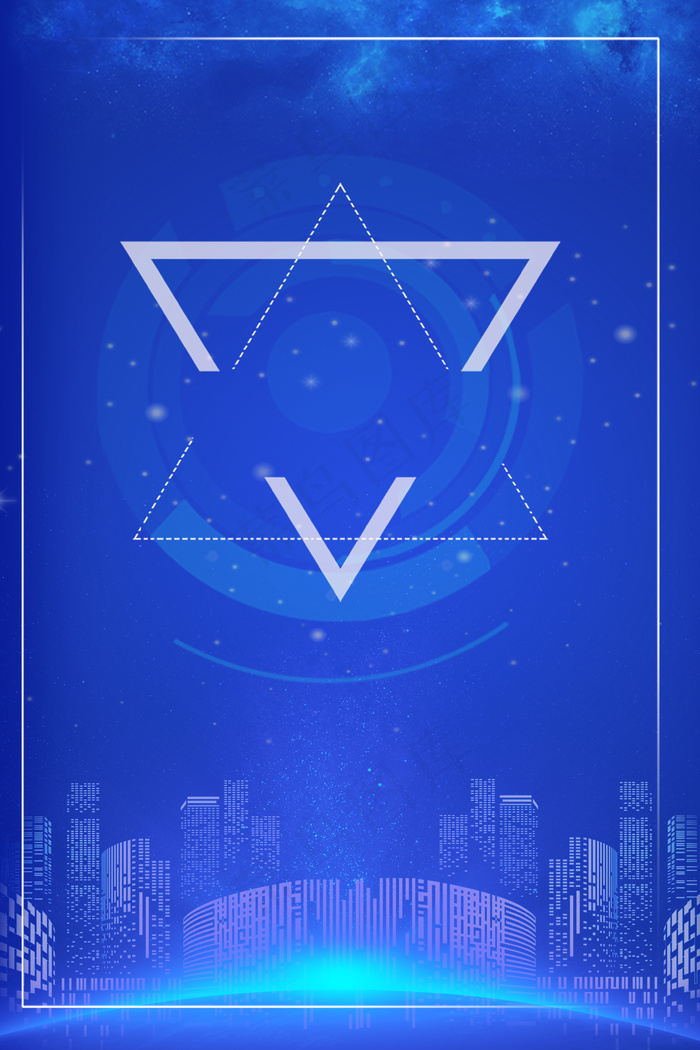 蓝色科技城市星空背景