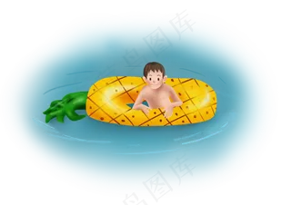 暑假夏日夏季大暑小暑游泳的男孩