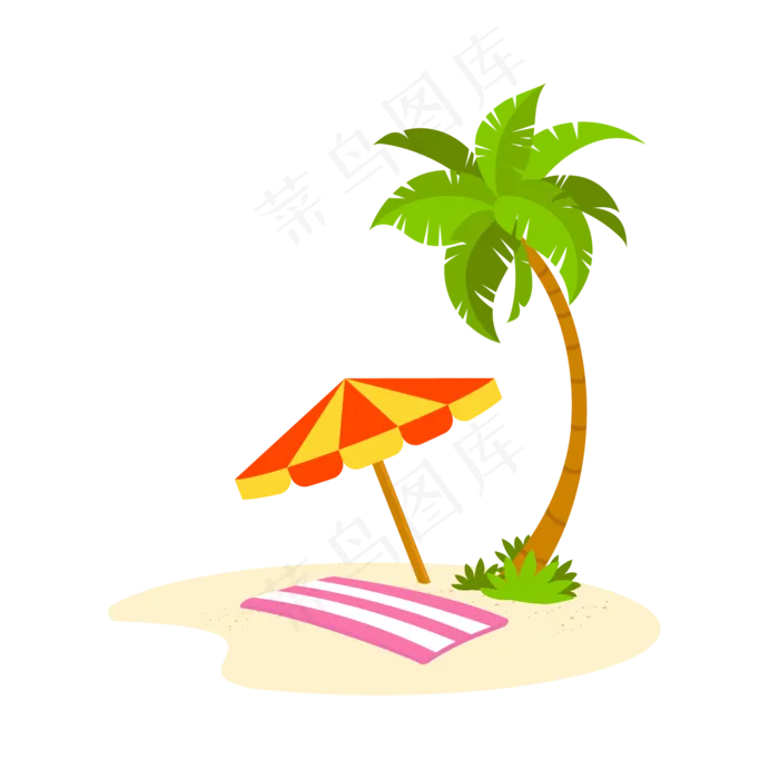 夏季夏天暑假海边沙滩免扣素材ai矢量模版下载