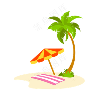 夏季夏天暑假海边沙滩免扣素材