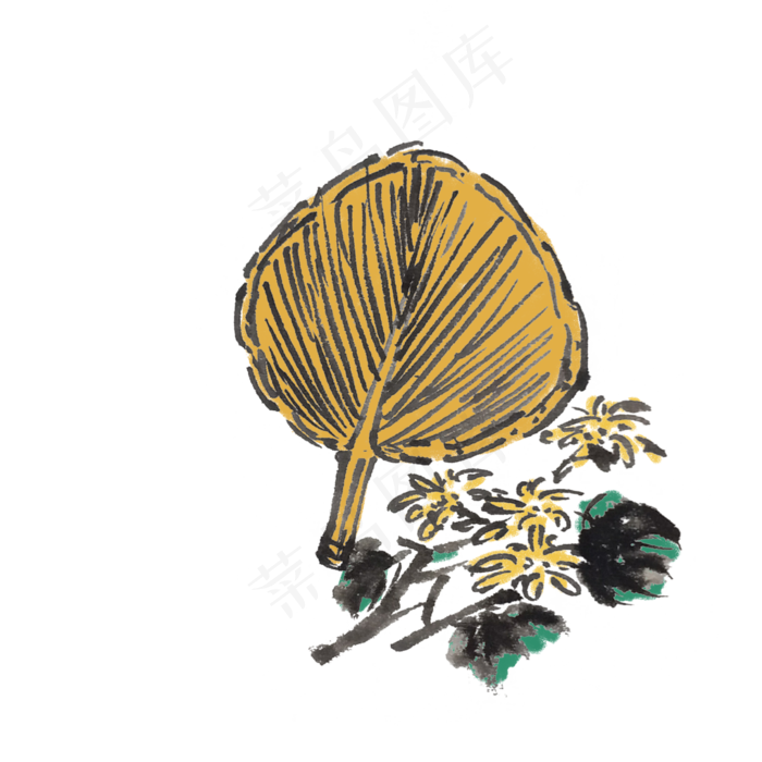 夏季清凉粽子手绘插画