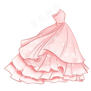 唯美樱花晚礼服,免抠元素