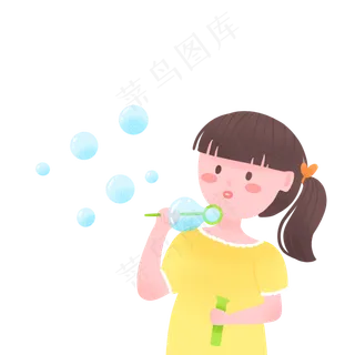 儿童节可爱女孩吹泡泡