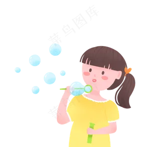 儿童节可爱女孩吹泡泡