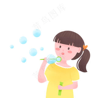儿童节可爱女孩吹泡泡