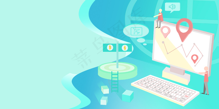 扁平风金融商务收入理财海报背景