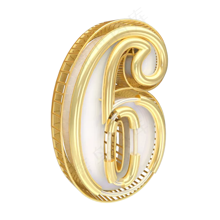 金色倒计时数字6可商用,免抠元素艺术字(2000*2000px)psd模版下载