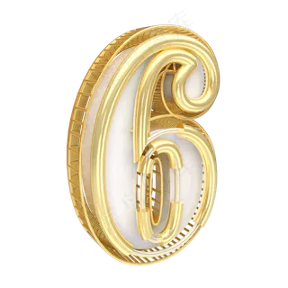 金色倒计时数字6可商用,免抠元素艺术字