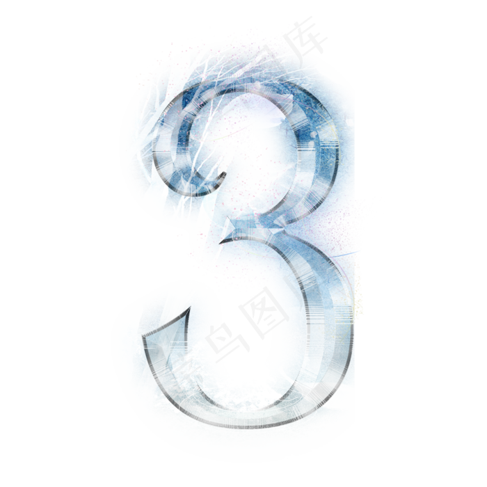 冬日麋鹿数字3(2000*2000px 	      )psd模版下载