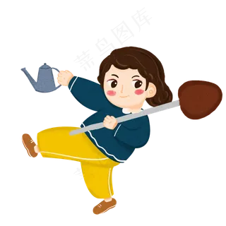 植树节手绘女生PNG素材