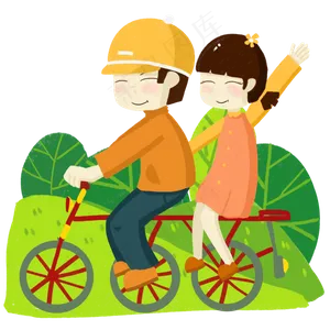 春分骑自行的小孩,免抠元素