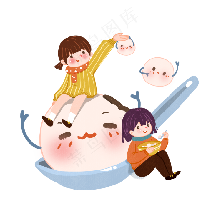 新春元宵佳节闹元宵大勺子放汤圆,免抠元素