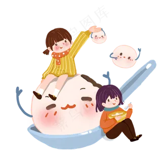 新春元宵佳节闹元宵大勺子放汤圆,免抠元素