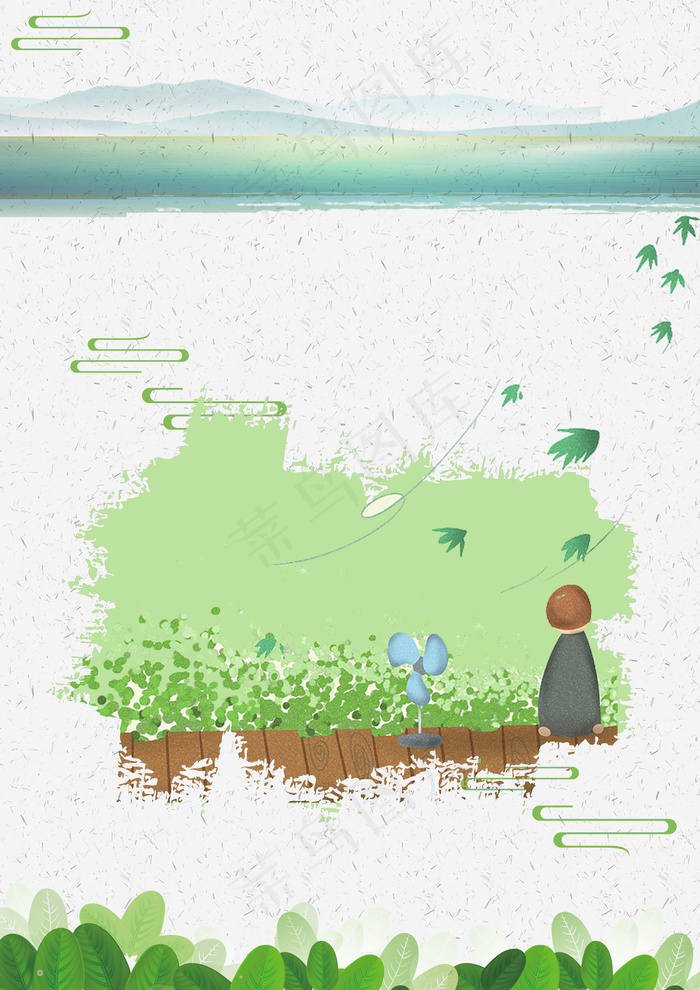 扁平风简约文艺小清新节气小暑夏天