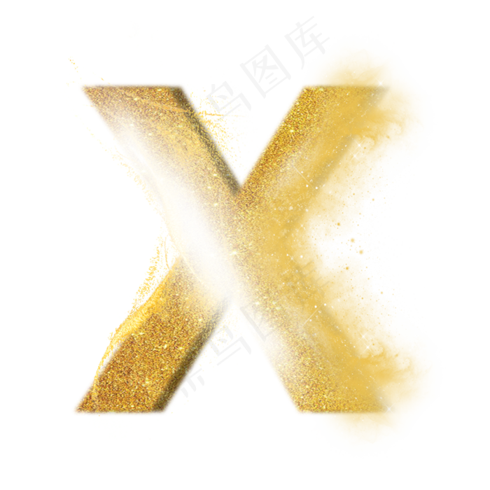 炫酷金色沙子光效字母X(3000X3000(DPI:300))psd模版下载