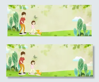 父女户外游玩banner
