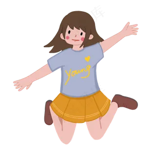 五四青年节跳跃青年正面跳跃女生