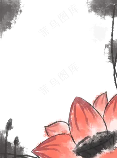 荷花边框传统水墨
