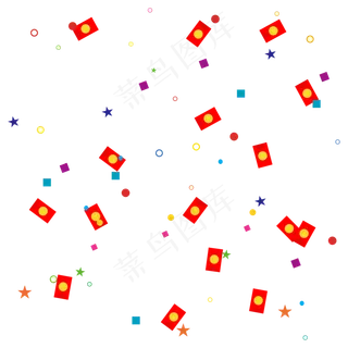 彩色装饰红包雨,免抠元素