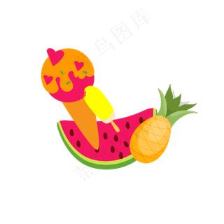夏季水果卡通装饰图案