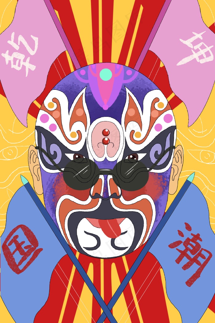 中国风国潮京剧脸谱
