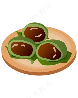 矢量卡通清明青团,免抠元素