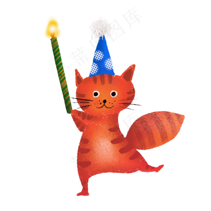 手绘儿童节可爱小猫咪免抠图(2000X2000(DPI:300))psd模版下载
