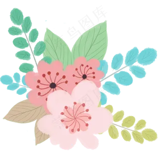 森系小清新手绘花朵绿叶免扣pn