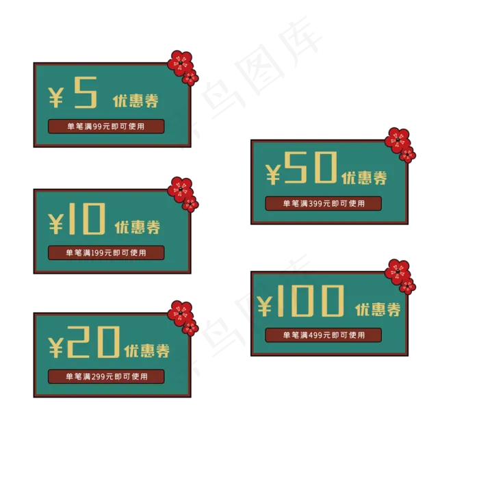 中国风优惠券(2000*2000px 300 dpi )ai矢量模版下载