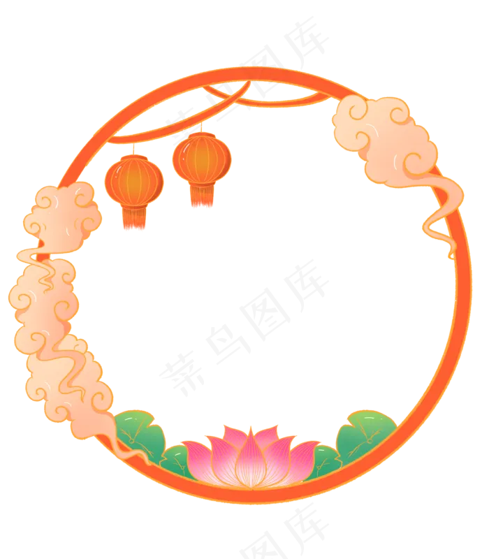 中国风灯笼祥云边框(3500X4000(DPI:132))psd模版下载