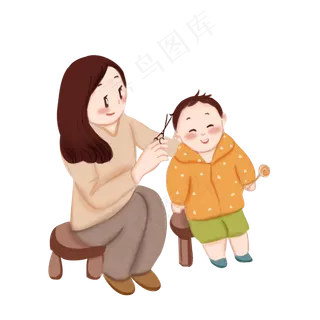 龙抬头理发小男孩,免抠元素