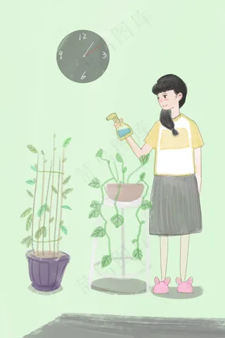 浇花的小清新女孩