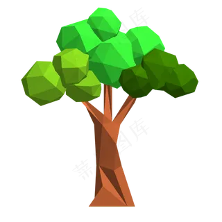 多边球状绿色环保大树,免抠元素