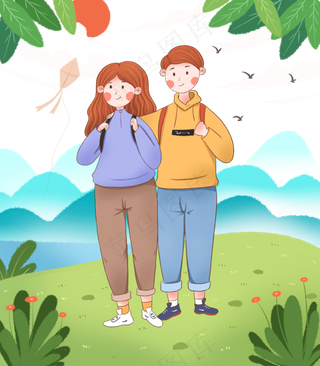 春天出游踏青的情侣下载