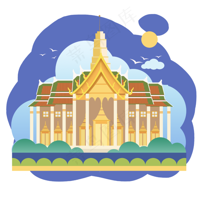 旅游地标泰国曼谷,免抠元素