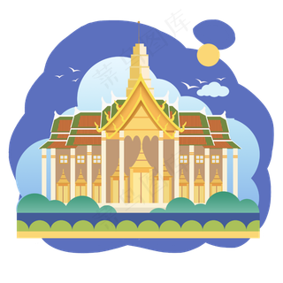 旅游地标泰国曼谷,免抠元素