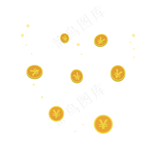 矢量金币漂浮,免抠元素