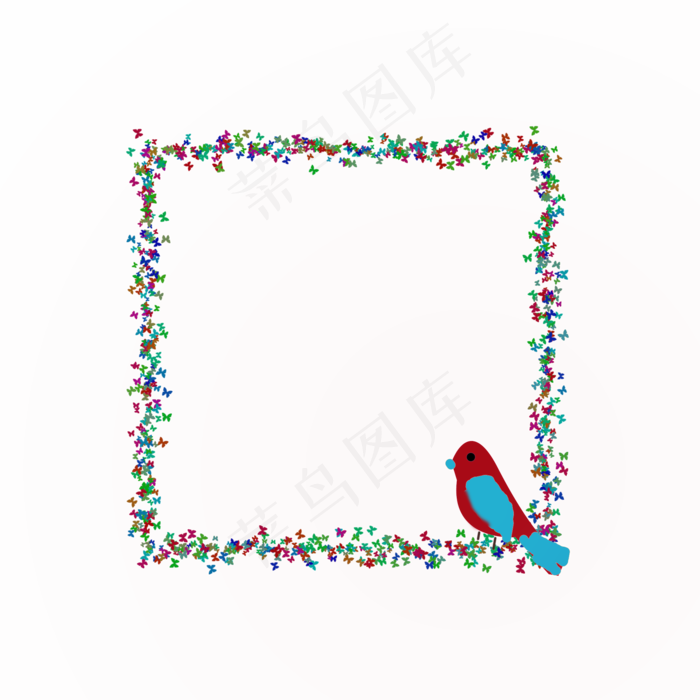 方形花鸟装饰边框,免抠元素