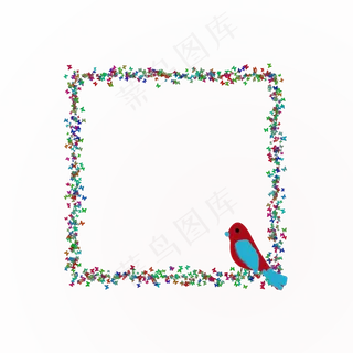 方形花鸟装饰边框,免抠元素 方形花鸟装饰边框,免抠元素