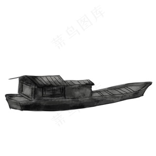 手绘中国风船只水墨画PNG素材